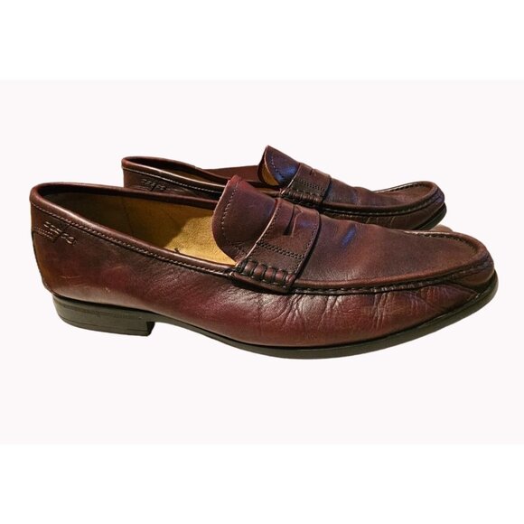 Florsheim Burgundy Leather Slip On Penny Loafer Moc Toe Dress Shoes Men's 12D US - Picture 1 of 12